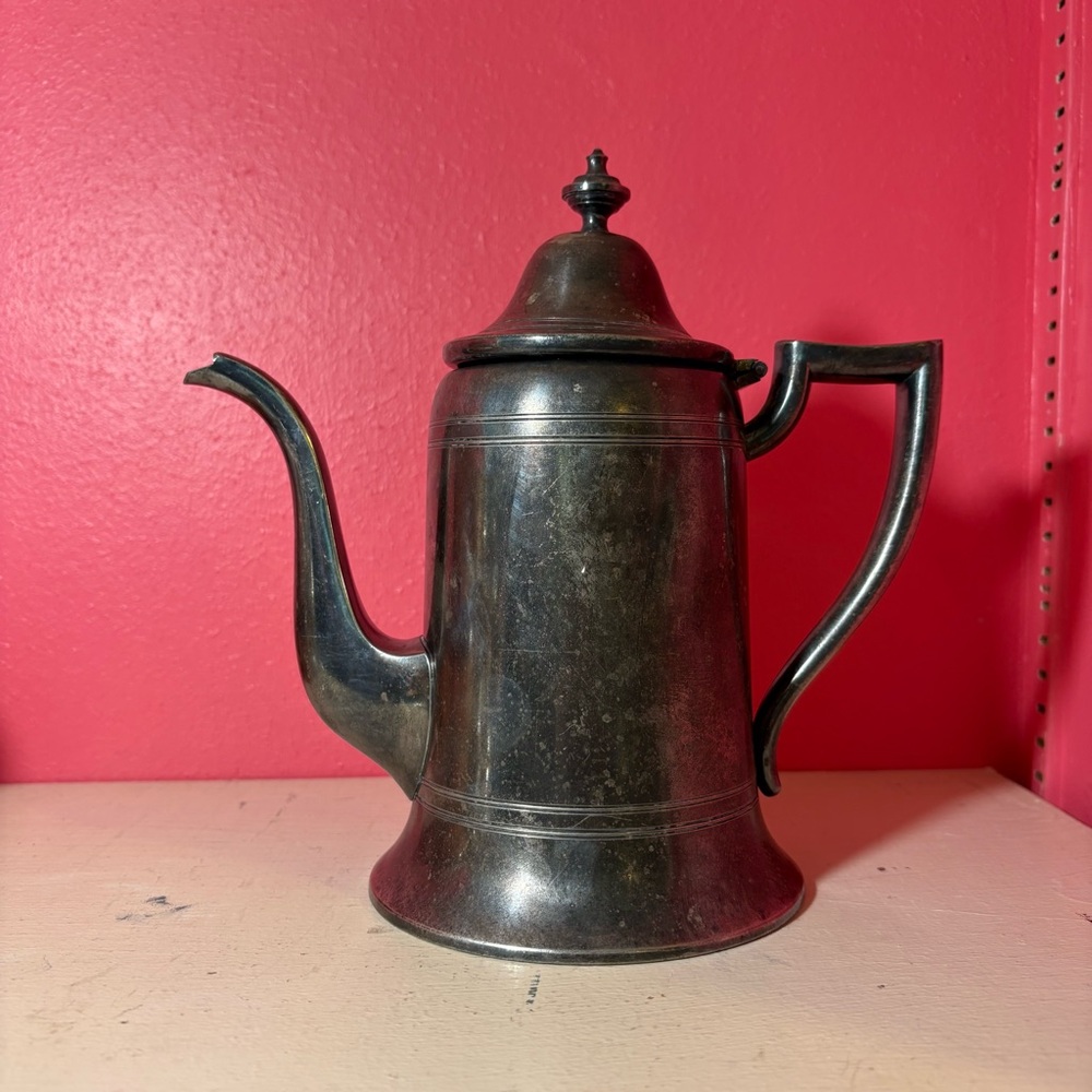 Vintage * Sheffield Sterling Silver Plated Classic Black Metal Teapot Retro 2888
